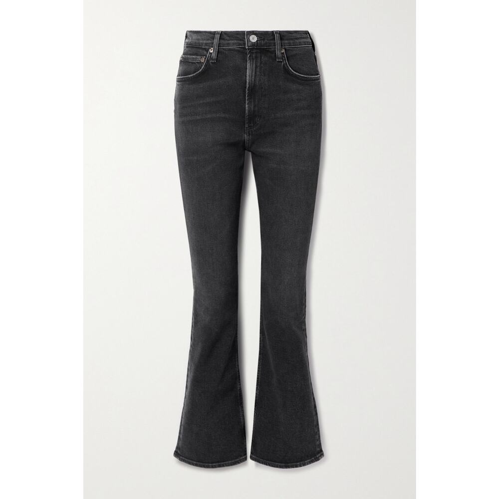 Agolde 'Nico' Black High-Rise Bootcut Organic Cotton Denim Jeans Size 24